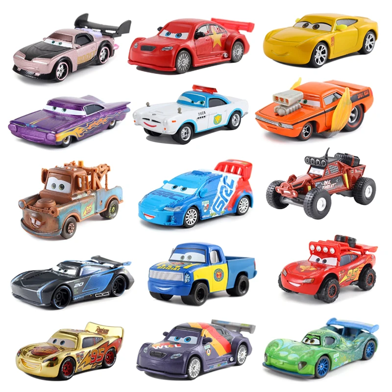 Disney Pixar-Coche de juguete de Metal fundido a presión para niños, juguete de carreras de 3 coches 2 Stink Lightning McQueen 1:55, regalo de cumpleaños y Navidad