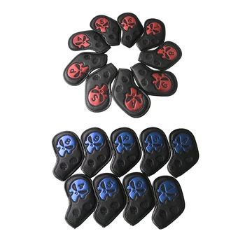 

9Pcs/Set Waterproof PU Skull Sports Golf Iron Head Cover Putter Protector Headcover- 2 Colors