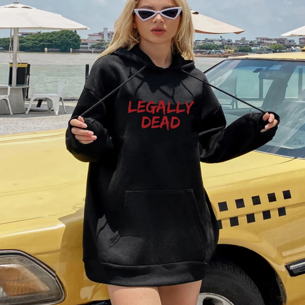 

NEW Sweatshirts Winter Women's Legally Dead Printing Hoodies Korean Style Long Sleeve Hooded Female Pullovers Tops