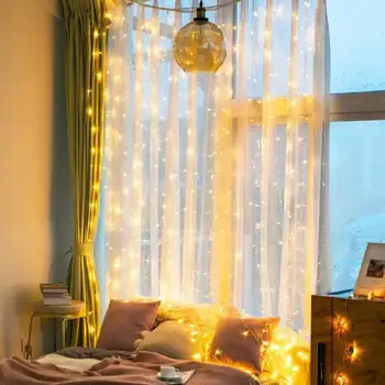 

3X2M LED Ice Bar Curtain Light String Waterproof Window Curtain Lamp String For Children's Room Party Decoration