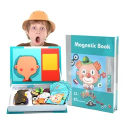 Магнитные забавные головоломки для детей деревянные головоломки доска коробка штук игры Мультяшные развивающие Рисование детские