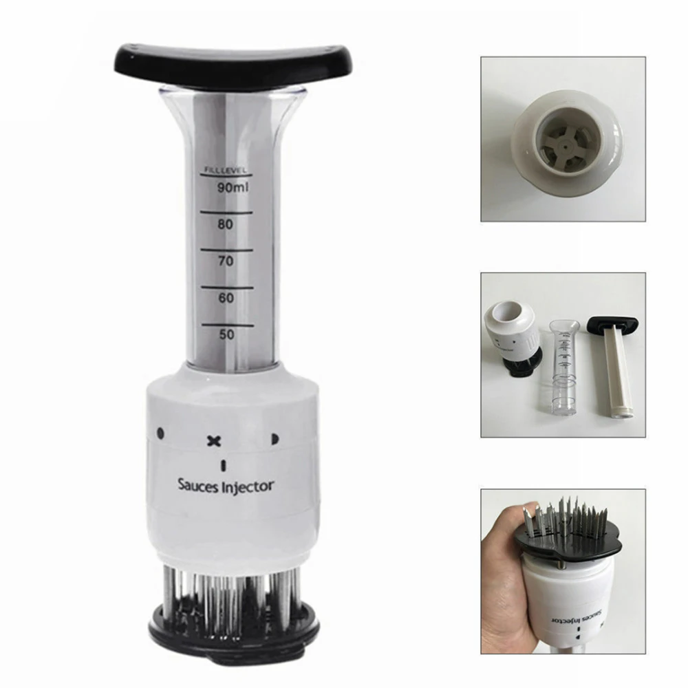 Meat Injector Syringe 1PC Multifunctional Meat Tenderizer Needle Stainless Steel Meat Tenderizer Marinade Flavor Syringe Injectors Kitchen