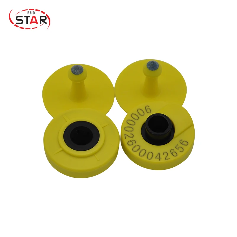 X20 пар животных Rfid ТПУ крупного рогатого скота/овец/Ушная бирка для козы желтый круглый ушной бирка em4305 134,2 кГц ID RFID метки для идентификации животных