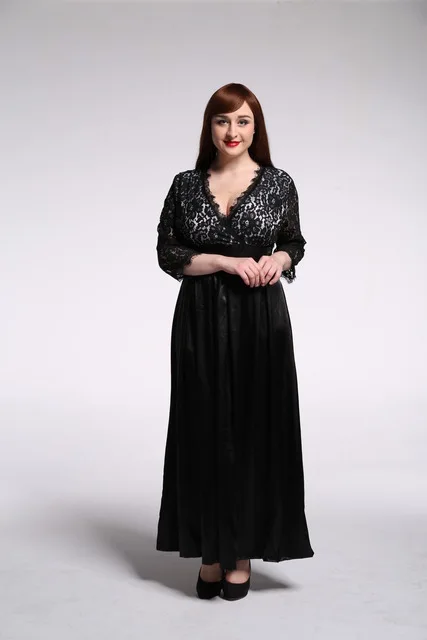 Черный Boho Womens Elegant Lace Party Dress Big Sizes Tunic Sexy Black Maxi Long Dresses Plus Size 5XL 6XL 7XL vestidos de festa - Цвет: Черный