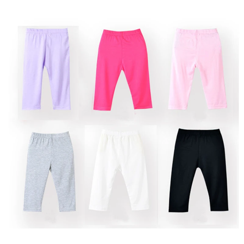 Girl Leggings Knee Length Kids Summer Skinny Pants Solid Color 6 Pack Girls Pants Kids Pants