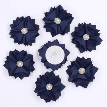 

Navy Blue 100Pieces/Bag 5.5CM Fabric Rose Flower Handmade Pearl Silk Flowers DIY Boutonniere Girl's Hair Cloth Shoes Accessories