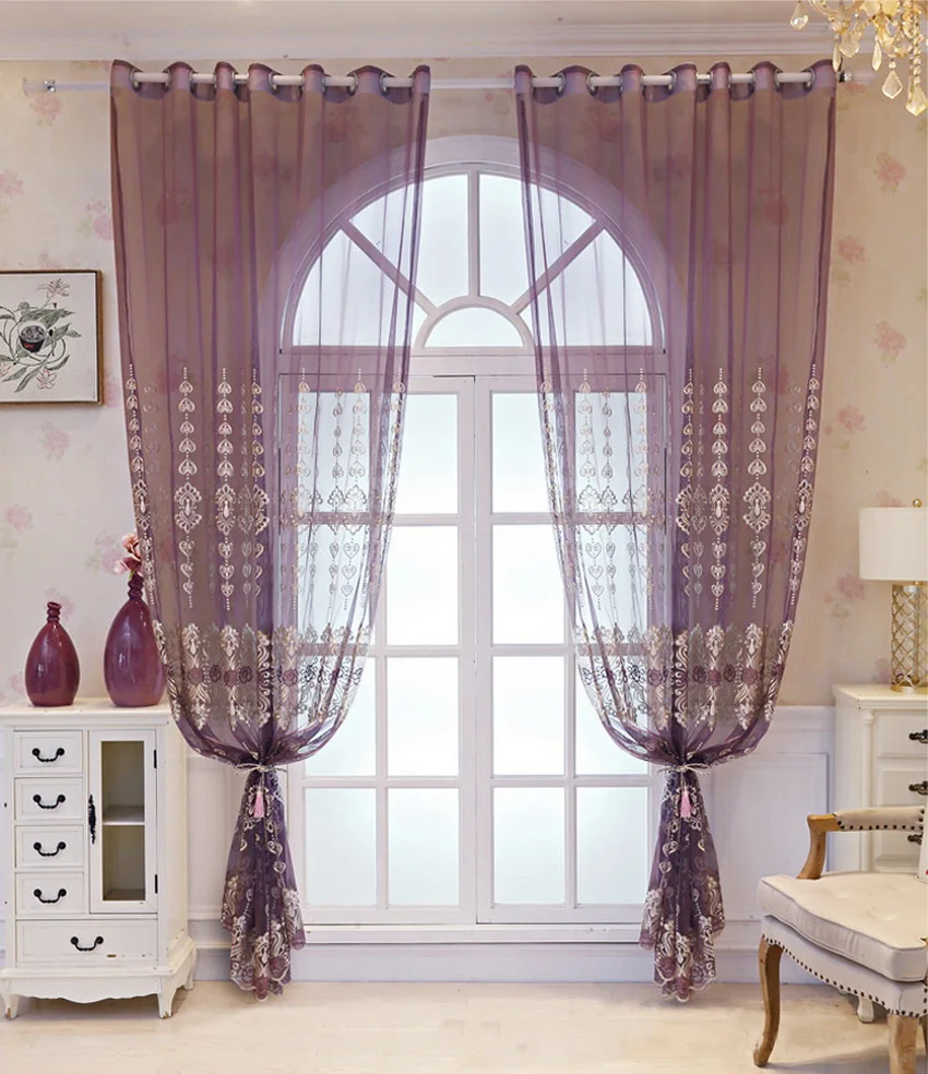 Европейские Роскошные Синие вышитые занавески с сердечками готовые прозрачные шторы для гостиной спальни окна экрана кухни Tulle137#4