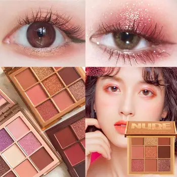 

9 Colors Earth Color Eyeshadow Matte Pearlescent Eye Shadow Palette Waterproof Nude Eye Shadow Glitter Makeup Cosmetics TSLM1