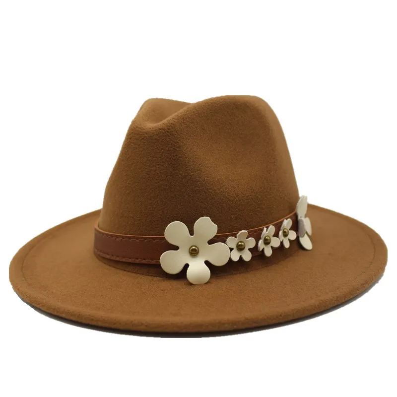 Light coffee Seioum женские s Fushcia шерсть фетр Джаз Fedora шляпы Модные женские Трилби плоские полями Панама шляпа игрока Карнавальная Кепка - Цвет: Light coffee