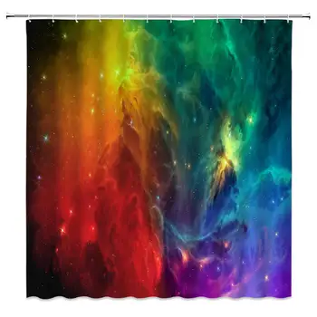 

Out Scape Shower Curtain Decor Cosmic Galaxy Star Psychedelic Rainbow Fabric Bath Curtains Bathroom Accessories Waterproof