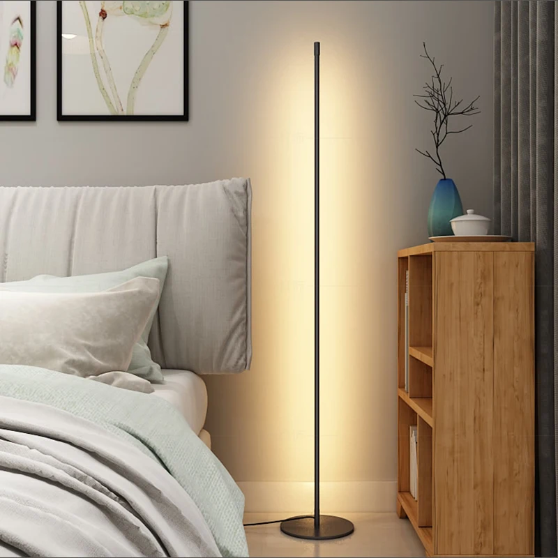 Современный минималистичный светодиодный Напольная Лампа в скандинавском стиле, стоячие лампы для гостиной, черные алюминиевые светильники, светильник-подставка для салона