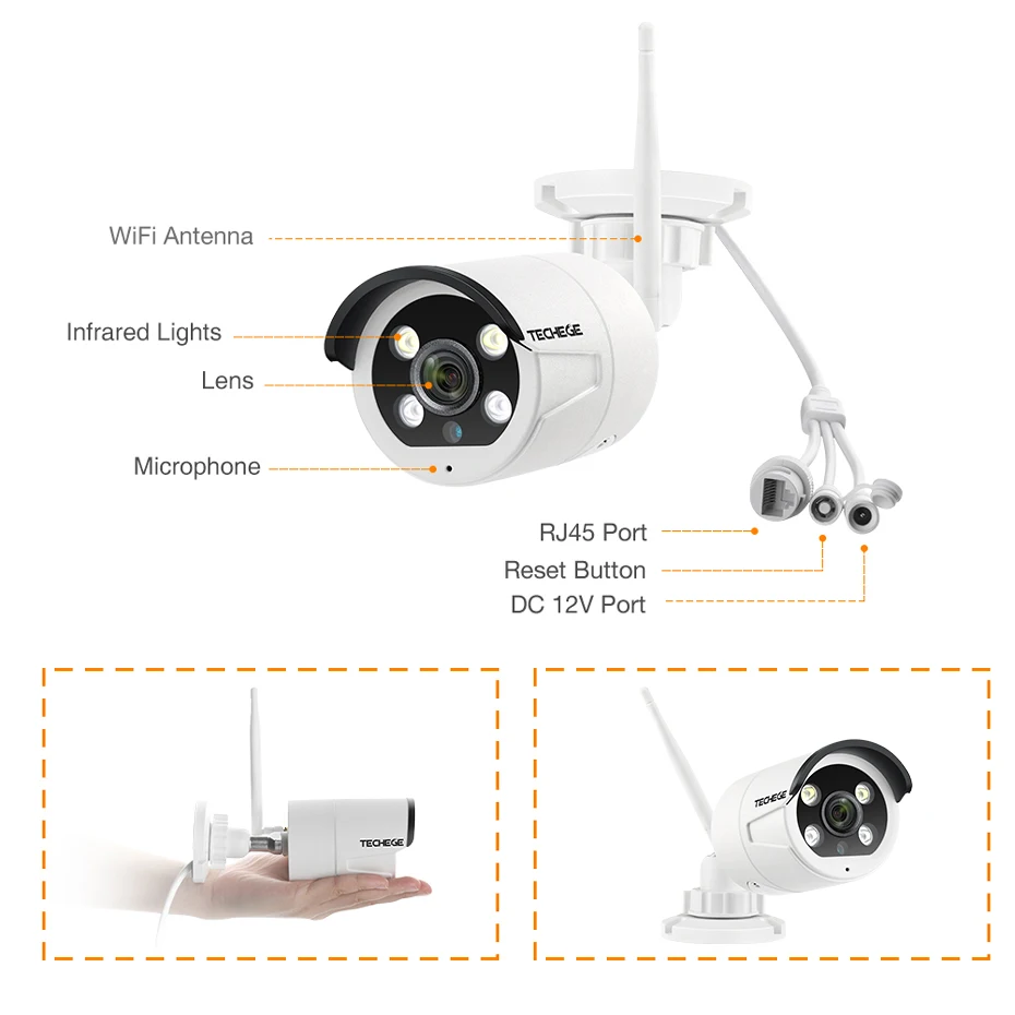  Techege Hd 1080P Wifi Ip Camera Audio Bidirezionale Rilevamento Umani di Visione Nignt 2.0MP Wifi D