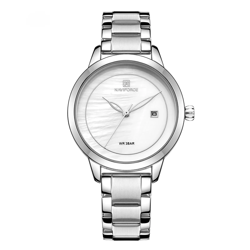 silver white Relogio Feminino женские наручные часы naviforce Топ бренд класса люкс часы повседневные водонепроницаемые женские наручные часы женские модные кварцевые часы - Цвет: silver white