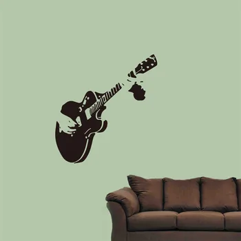 

Music restaurant guitar music creative wall sticker living room bedroom family window decoration wall sticker FD