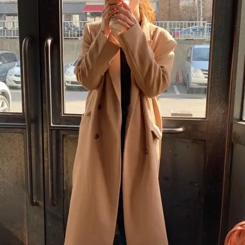 Женское шерстяное пальто, теплая верхняя одежда с длинным рукавом, куртка, Дамское повседневное элегантное пальто, пальто
