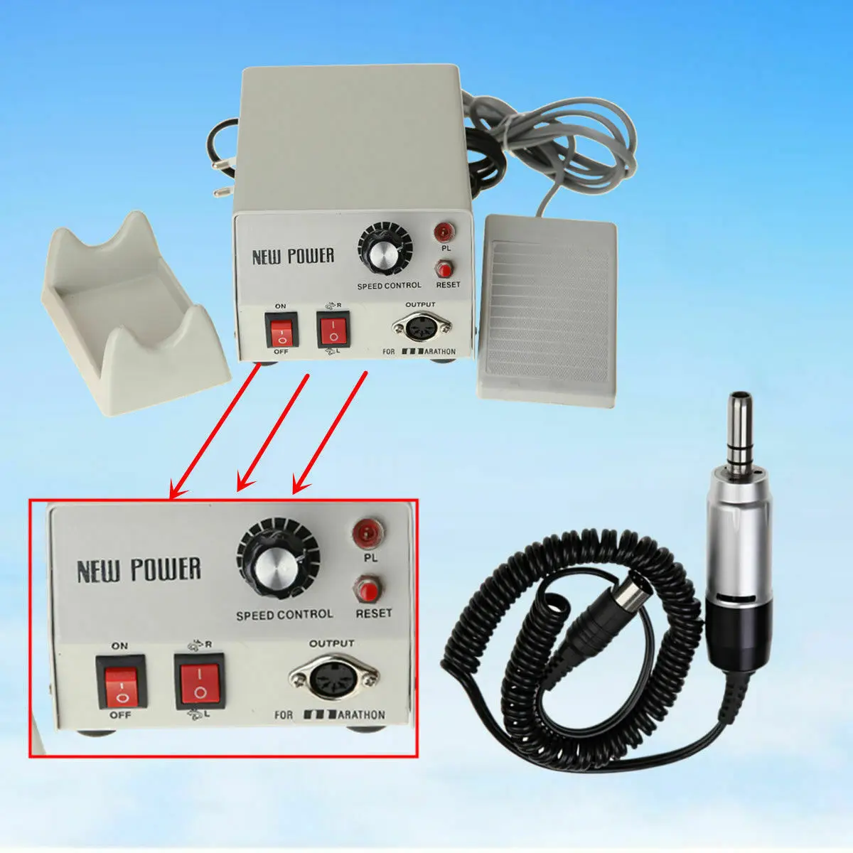 

Dental Lab Marathon Micromotor N2 NEW POWER+Electric Motor Handpiece Polisher Kit