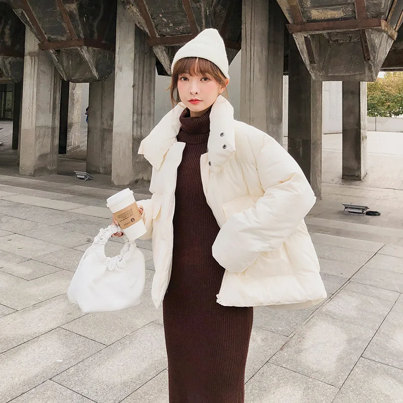 

Cotton-padded Jacket Women's 2018 New Style Winter Korean-style Students Loose-Fit down Coat Winter Cotton Dress Coat Women's Th