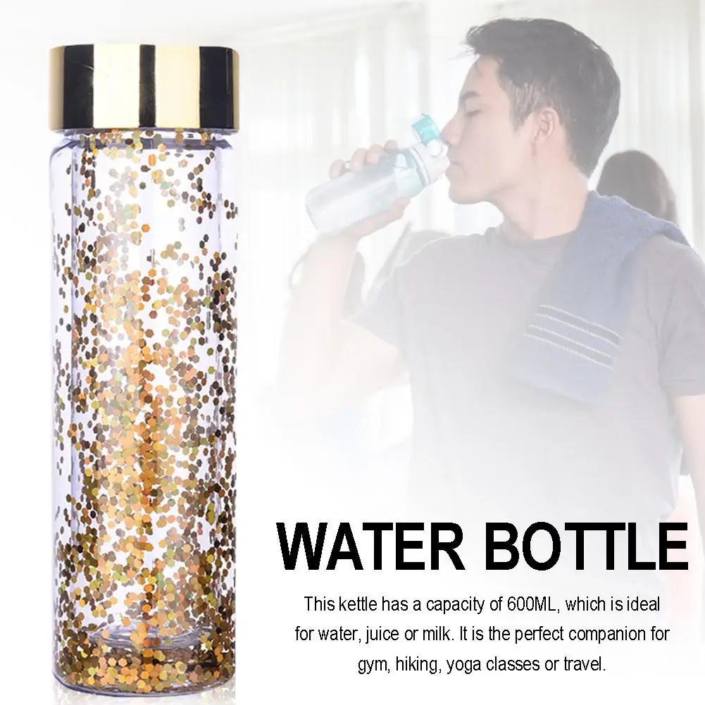 600ml Double-layer Insulation Cup Outdoor Water Bottle With Sequins Thermos Bottle Flasks Insulation Cup Vacuum Mug Thermo Cup