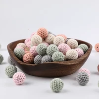 15pcs 20mm Wooden Crochet Bead Baby Teether For Pacifier Chain Wooden Baby Gym Toys Teething Bracelet Newborn Gifts Baby Product 1