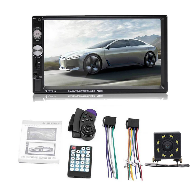 7023B 2 din Full HD Автомобильный мультимедийный плеер Bluetooth Авторадио " сенсорный экран стерео видео MP5 плеер Авто радио камера - Формат цифровых медиаданных: 8  LED camera