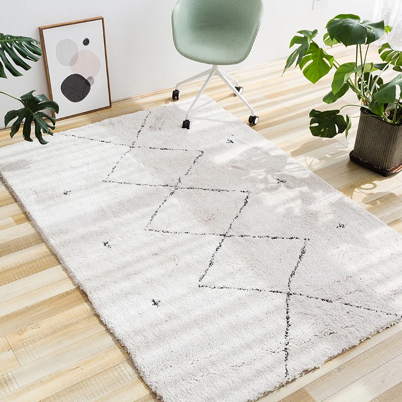 

Nordic Carpet Living Room Beige White Plush Bedroom Moroccan Carpets Study Cloak Room Mat Tatami Sofa Table Bedside Rug