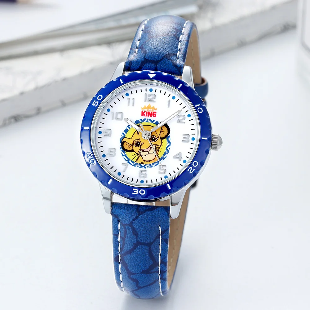 Little Simba Lion King Children's Quartz Watch PU Band Waterproof Fashion Casual Blue Kid Disney Cartoon Watches Gift Kol Saati