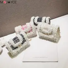 Модные сумки через плечо для женщин, горячая распродажа, Детская шерстяная сумка через плечо для девочек, сумка через плечо с жемчугом и цепочкой, сумки через плечо