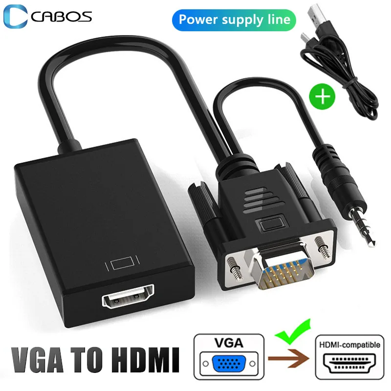 Адаптер для интерфейса VGA-HDMI Full HD 1080P с аудиокабелем питания Ps4 ТВ-приставки ПК