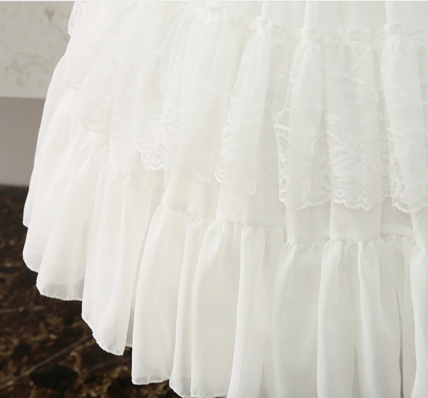 Lolita Cosplay Petticoats Halloween White Black Chiffon Two Bones Lace Short Ball Gown Crinoline Bridal Petticoats Underskirt