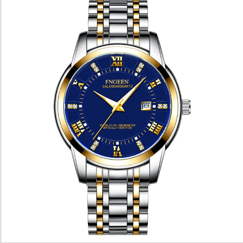 Men's Watch Waterproof Luminous Fine Steel Strip Men's Watch Student Sports Timing Calendar Fashion Multi-Function Quartz Watch
