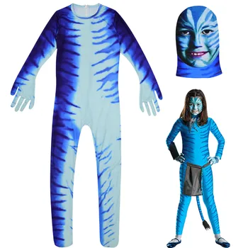 

Movie Avatar 2 Cosplay Costume Adult Kids Zentai Bodysuit Hero Na'vi Jumpsuits Cosplay Halloween Kids Boy girl Party Costume
