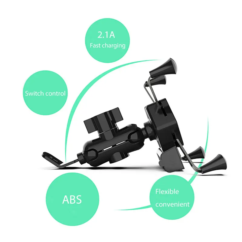 Мотоциклетный скутер X-type держатель для мобильного телефона кронштейн ABS+ металлический 360 Вращающийся держатель для мобильного телефона 3-6,5 Дюймов