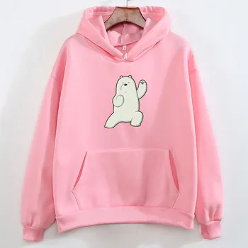 

Funny Soft Sweatshirts for Women Kawaii Womens Hoodies with Drawstring K-pop Street Wear Soft Meng Do Sport Bear Printed