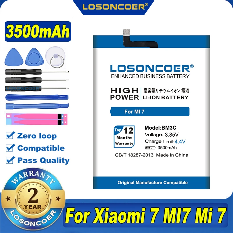 100% Оригинальный LOSONCOER 3500 мАч BM3C Аккумулятор для Xiaomi 7 Mi MI7 Мобильный телефон