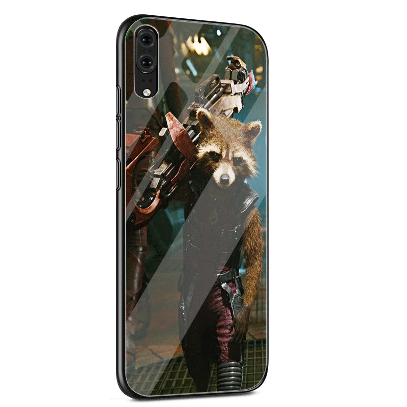 Чехол из стекла для huawei P10 P20 P30 Lite Pro P Smart mate 10 20 Lite Y6 Y9 Honor 7A 8X9 10 Cover Guardian Rocket енот Shell - Цвет: G11