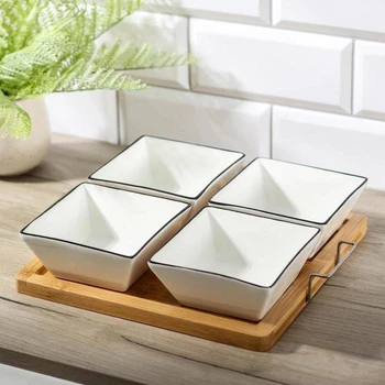

Set of salad bowls "Square", 4 pieces, on a wooden stand