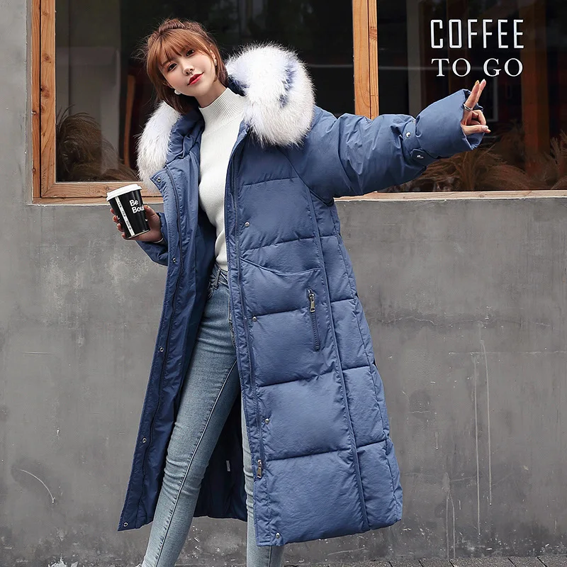 

Large Size Dress 201 Winter Fat Mm Korean-style Loose-Fit Large Fur Collar Cotton-padded Clothes Large GIRL'S over-the-Knee Slim