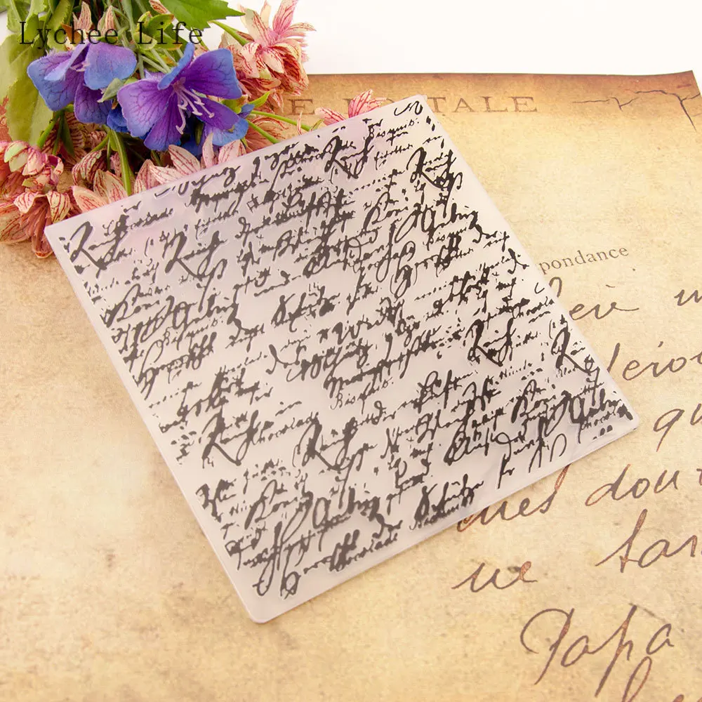 Lychee Life Letter Plastic Embossing Folders Stencils 15x15cm for Card making Scrapbooking Diy Photo Album Handmade Crafts