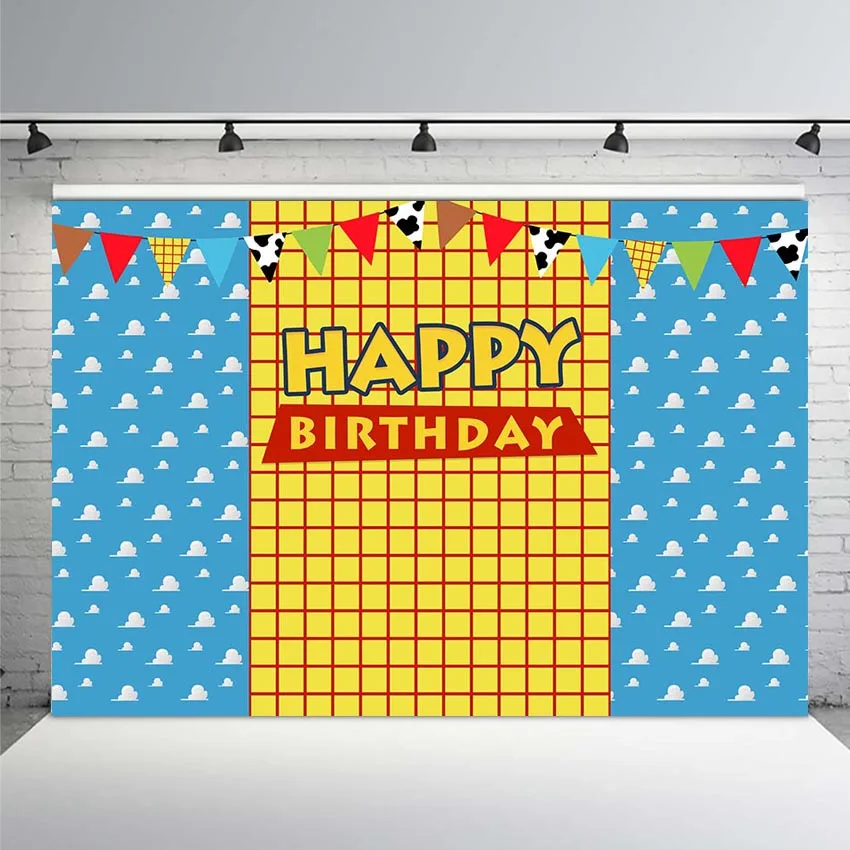 

Photography Backdrop Custom Toy Story Themed Jessie Invitation Party Cloud Children Birthday Banner Custom Photo Studio Backdrop