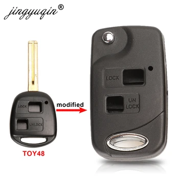 Keyforkess modificato Flip pieghevole chiave a distanza Shell per Toyota Land Cruiser 2 pulsante Uncut/Cut Key Fob Case lama TOY40 sostituzione