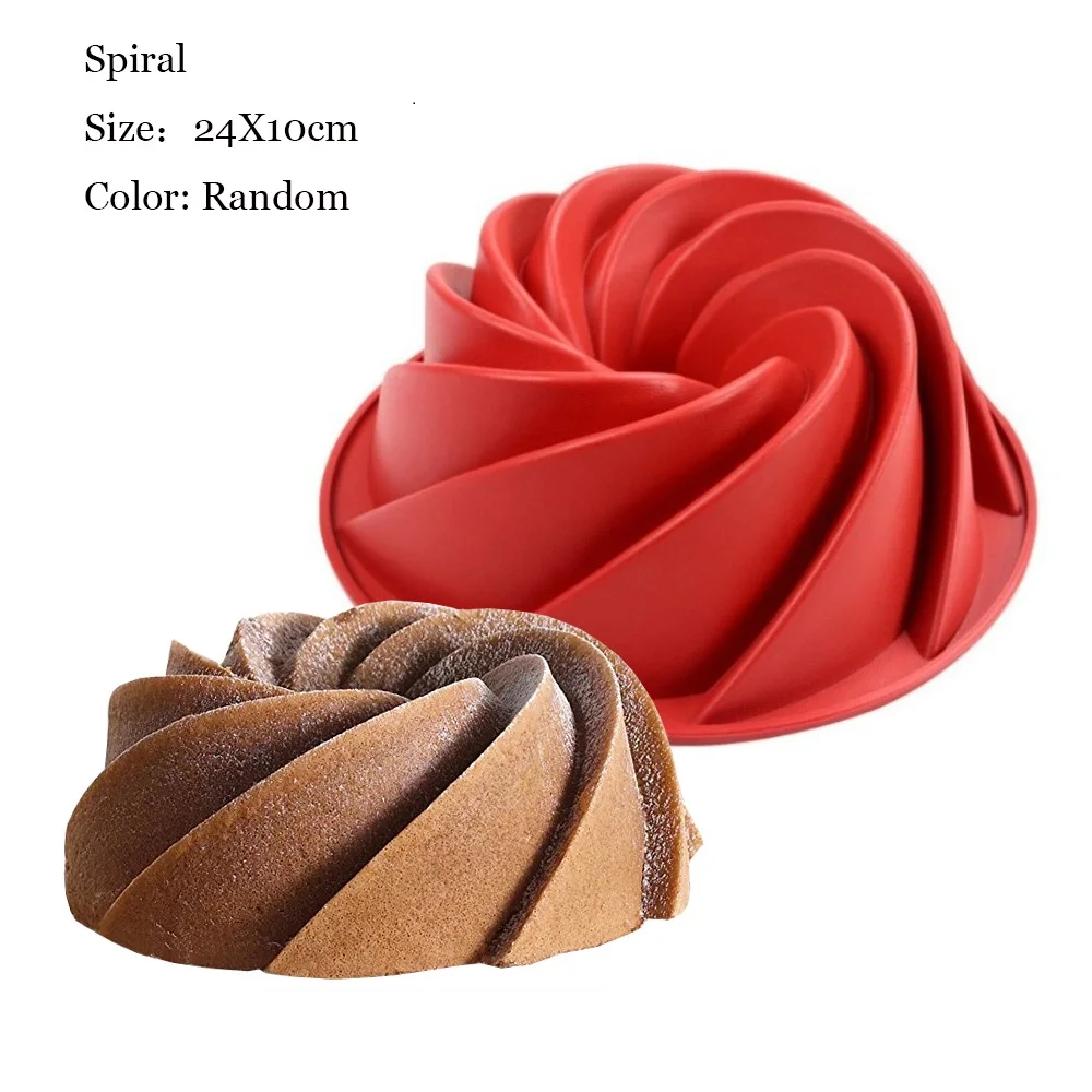 Upors Large Spiral Shape Food Grade Silicone Cake Mold Pan 3d Fluted Cake Mould Form Bread Bakery Baking Tools Bakeware
