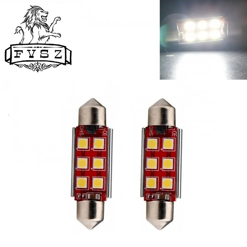 

2Pcs Festoon-41mm 12v LED 3030 6-SMD CANBUS 6500K Error Free 3030 6 LED Bulbs Map Dome License Plate Lights Lamp