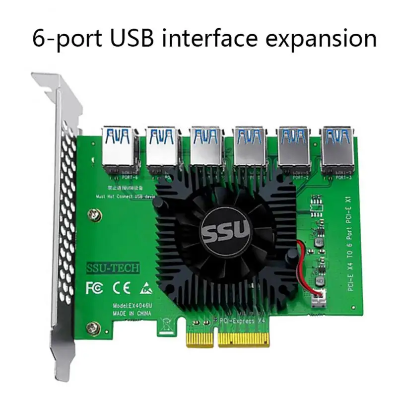Переходник PCI Express X4 20 Гб от 1 до 6 карта расширения PCI-E адаптер PCIE слот 4X 16X USB 3 0