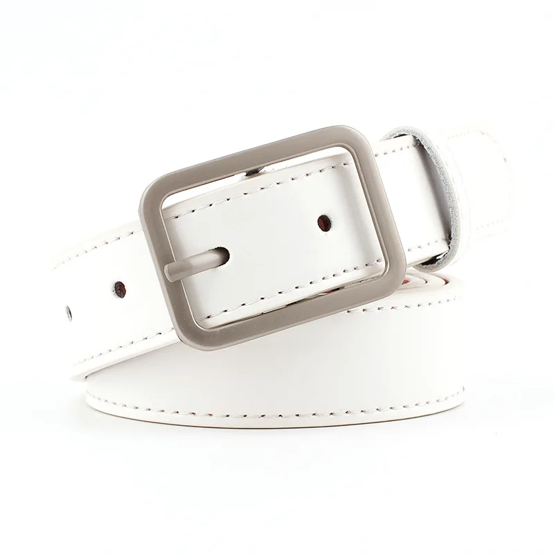 

top2019 Designer Belt for Women Famous Brand Belts Silver Square Buckle Belt with Metal Buckle Women's Belts for Jeans Modeling