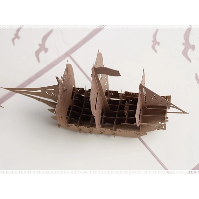  3D Pops Up Card Ship Card Festival Birthday Wedding Invitations Card Holiday Anniversary Greeting C - 4.00056E+12