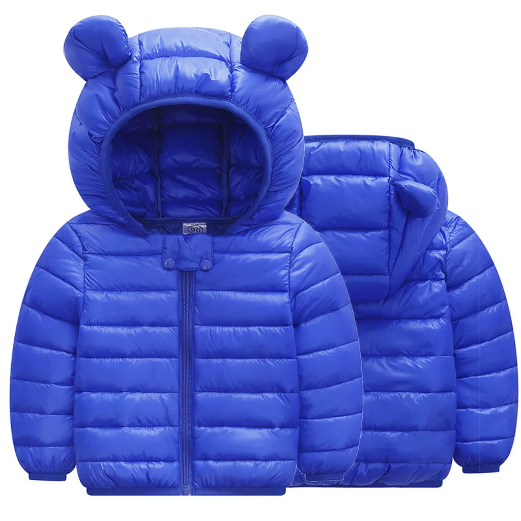 Новая зимняя куртка-пуховик для маленьких девочек детская теплая хлопковая одежда на молнии с ушами для малышей хлопковое пальто с капюшоном для малышей - Цвет: BU
