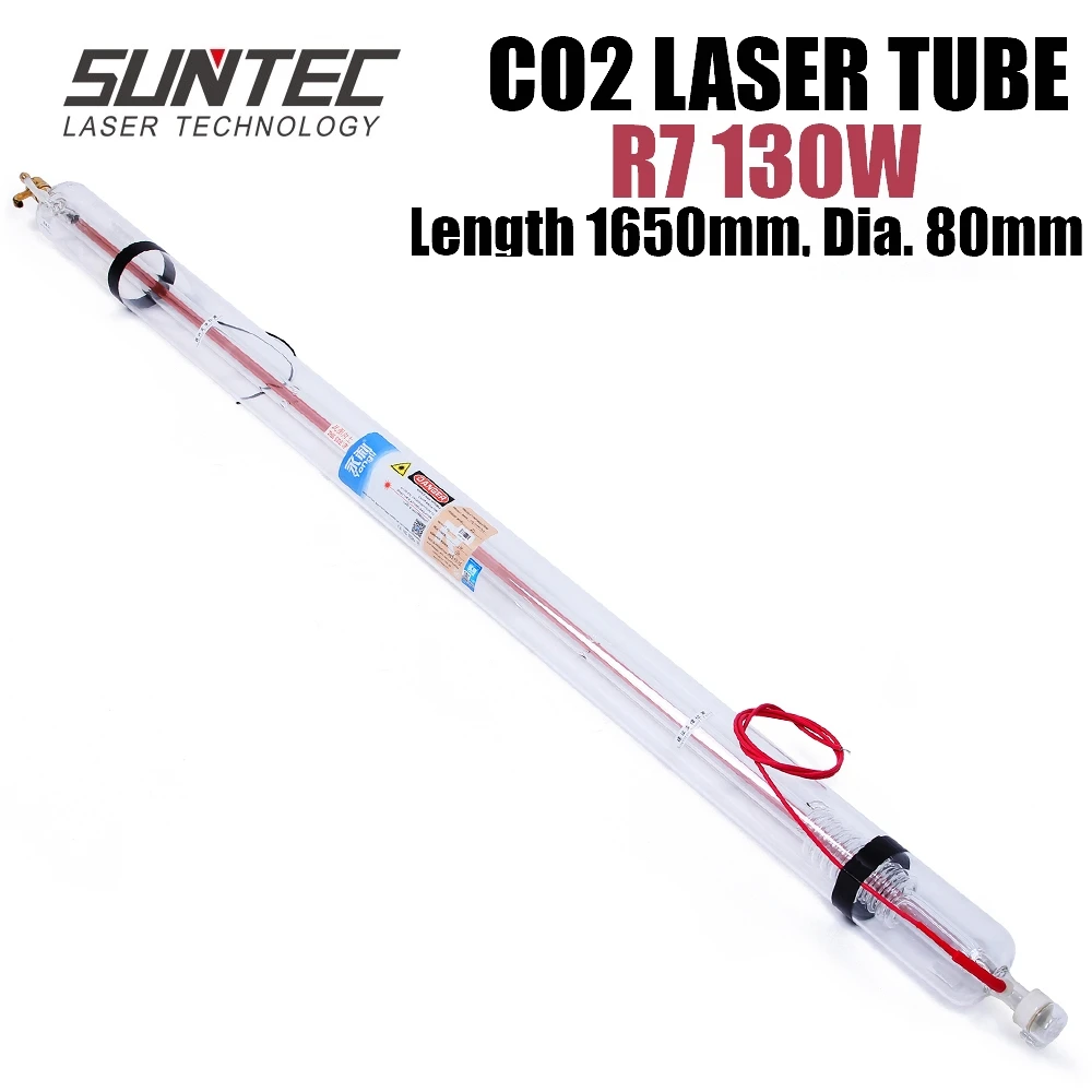 SUNTEC YL R7 130 Вт CO2 лазерная трубка длиной 1650 мм диаметр. 80 мм для CO2 лазерной гравировки резки с деревянной упаковкой коробки