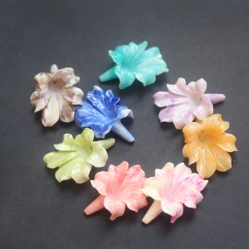 

5Pieces 30mm*25mm*7mm Double Colored Artificial Coral Leaf beads Brooch Accessories Cabochon Multi-color for Jewelry making