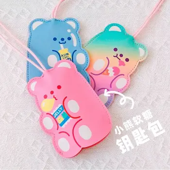 

Bear PU Key Bag Children Girls Leather Key case Korea Japan Kawaii Cartoon Key Holder Bags Cute Coin purse for girls