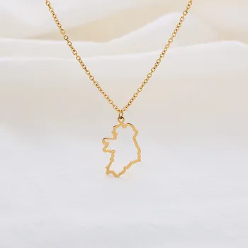 

Outline Republic of Ireland Map Necklace Continent Country Dublin Chain Necklaces for Motherland Hometown Female Ladies Party